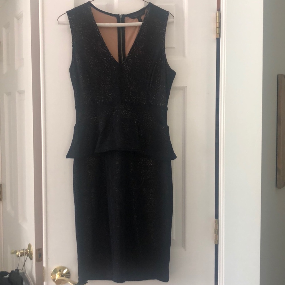 BCBG black/beige peplum dress